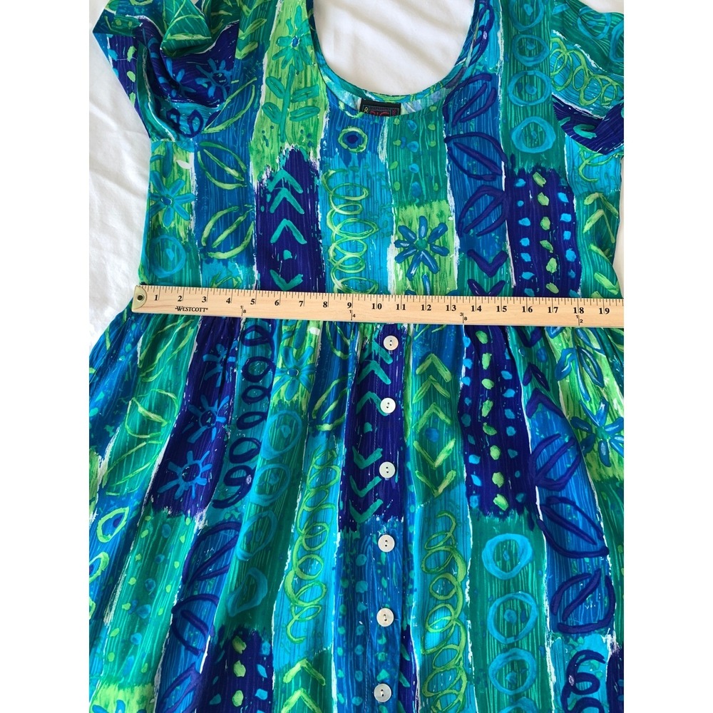 Vintage Big Hed Designs Beach House Dress Caribbean Hawaiian 90s Y2K / Size M - Picture 13 of 14